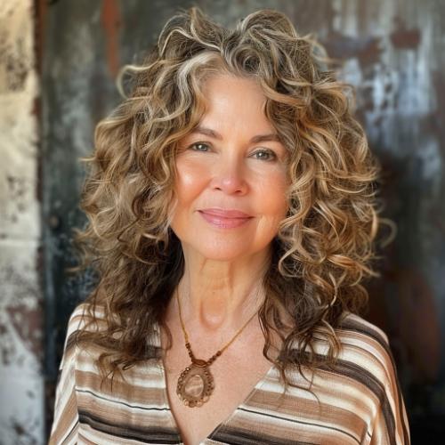 Loose Spiral Curly Haircut for Women over 60