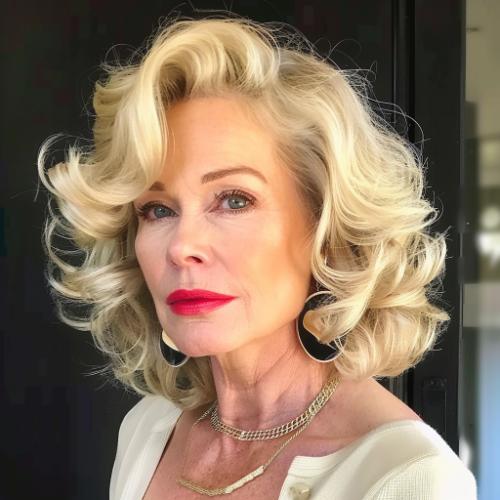 Platinum Blonde Curly Cut for Women over 60