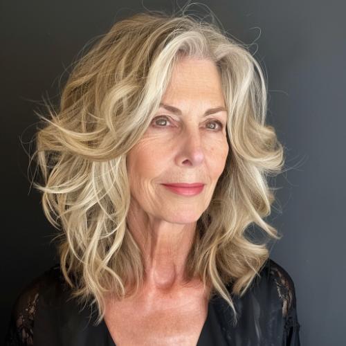 Beachy Wavy-Curly Hairstyle for Women over 60