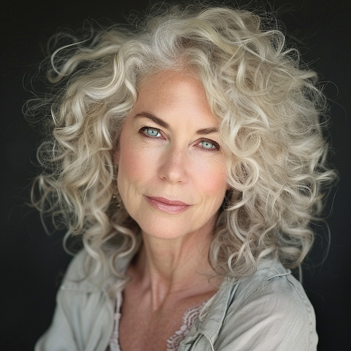 Modern curly bob over 50