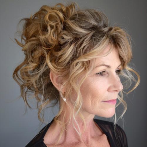 Curly Updo for Women over 60