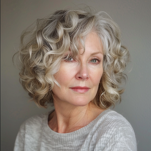 Sassy curly cropped bob over 50