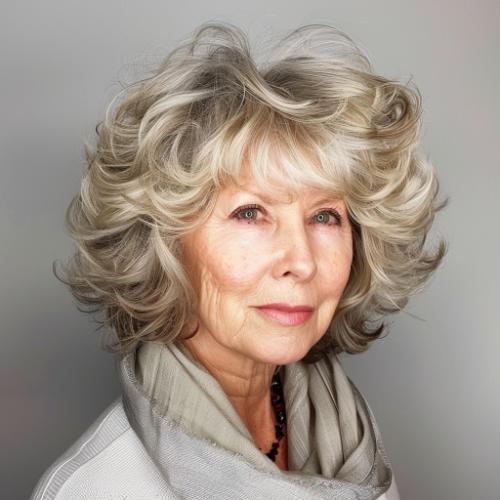 Tousled Curly Layers for Women over 60