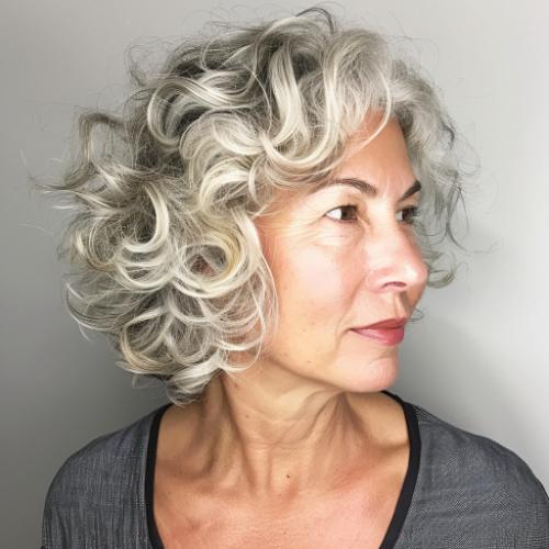 oft Curly Layers with Side Part for Women over 60