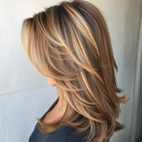 Medium Layered Hair with Highlights