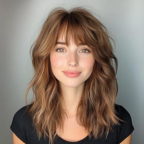 Breezy Medium Layers with Bangs