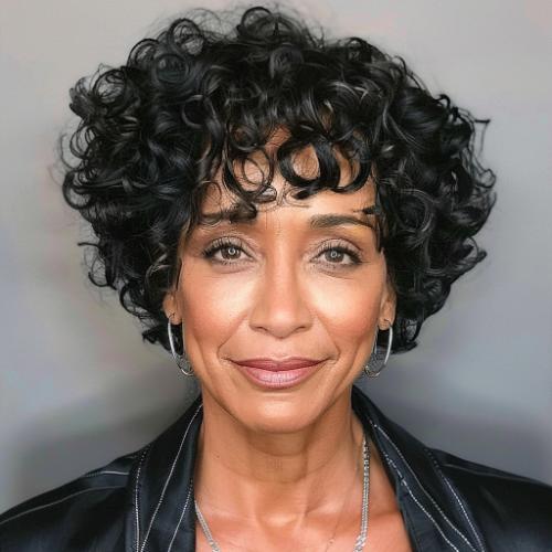 Cropped Curly Hairstyle for Women over 60