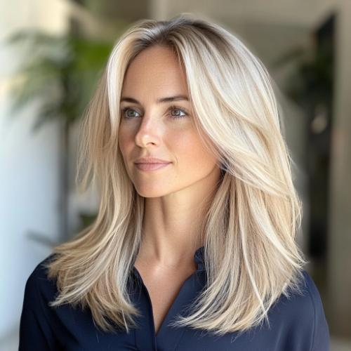 Medium Layered Blonde Cascading Locks