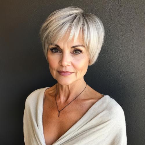 Short Layered Cut wash-and-wear hairstyle for women over 60