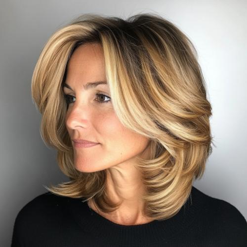 Bouncy Bob hairstyle for woman over 40 with fine hair