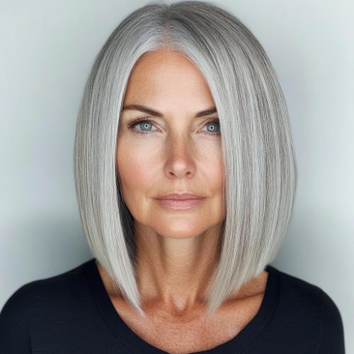 gray hairstyle older woman over 50 locks