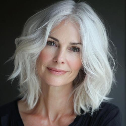 Easy Wash-and-Wear Textured Lob haircut for women over 60