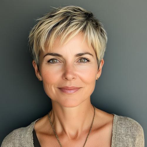 Short choppy pixie cut for women over 50