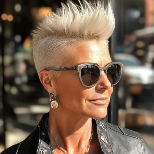 Mohawk short haircut for women over 50