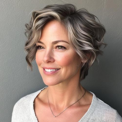 Short side-parted waves for women over 50