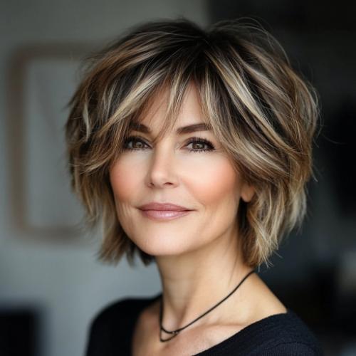 Short shag hairstyle for women over 50