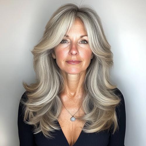 Soft Layered Long Locks wash-and-wear hairstyle for women over 60