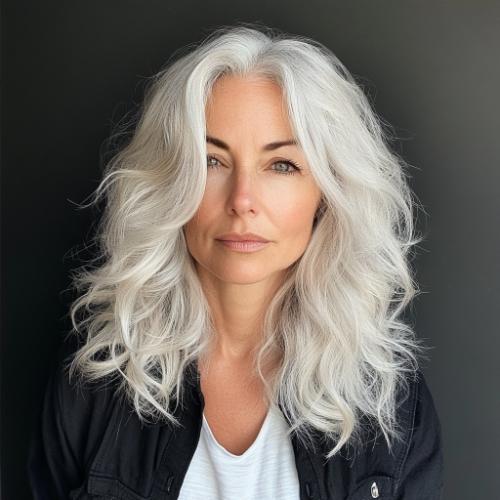 gray hairstyle over 50 light silver platinum locks