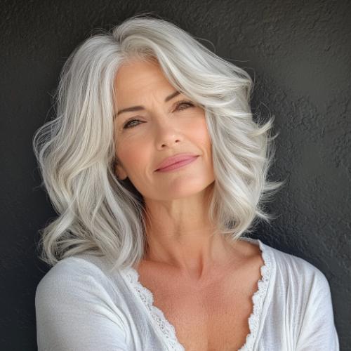 gray hairstyle over 50 long bob