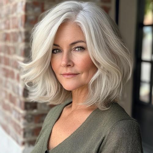 gray bob haircut woman over 50