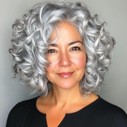 curly spirals bob older woman over 50