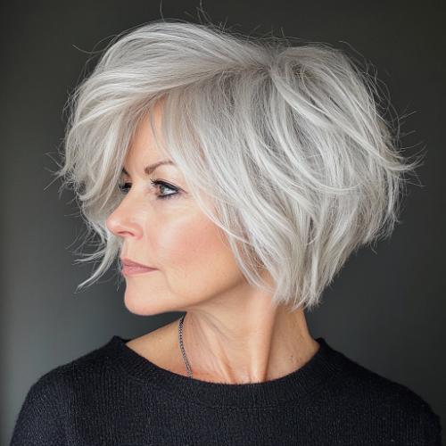 gray pixie bob cut woman over 50