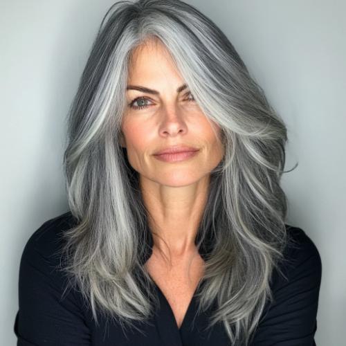 gray silver waves older woman over 50