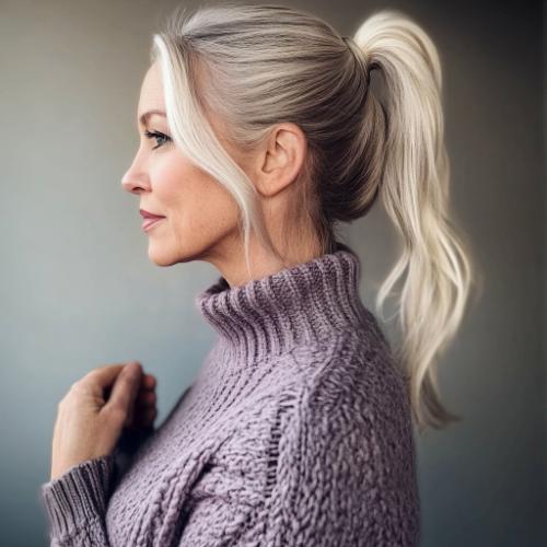 Timeless ponytail for an older woman