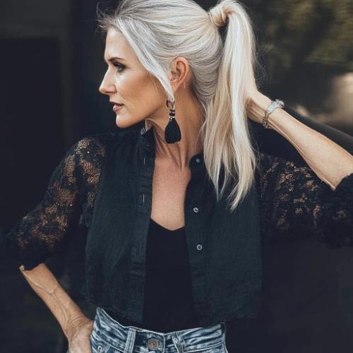 Chic ponytail for an older woman over 50