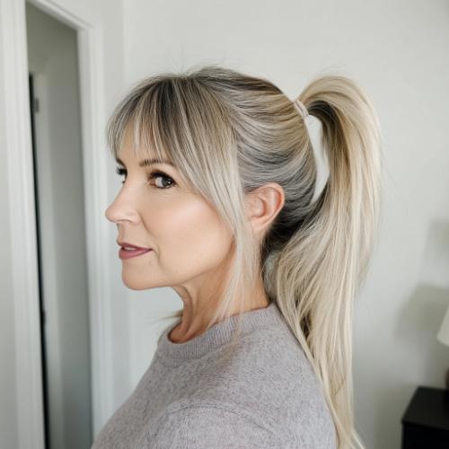 Stylish ponytail for an older woman