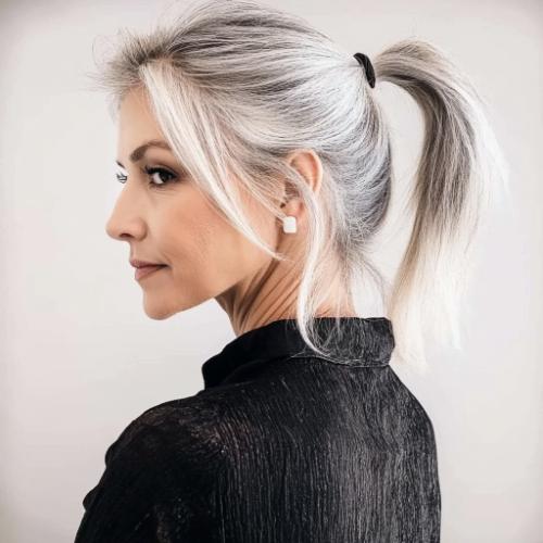 Ponytail for an older woman with a sophisticated style