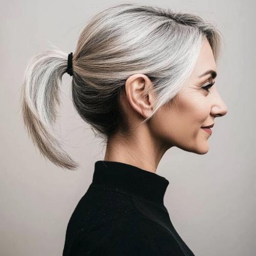 Modern ponytail for a woman over 50