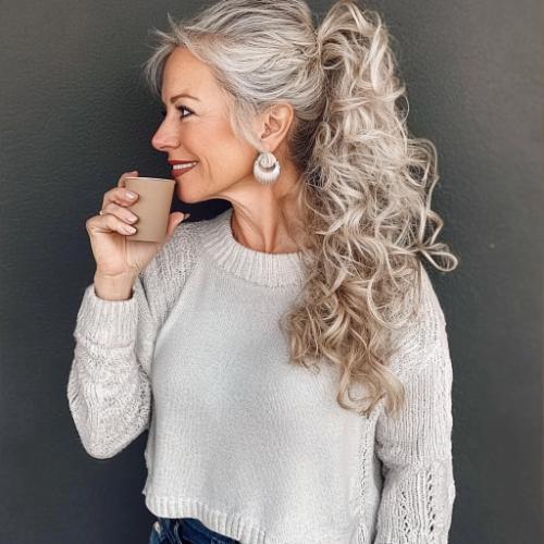 Trendy ponytail for an older woman