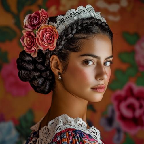 Modern Mexican braids with creative patterns and colorful embellishments