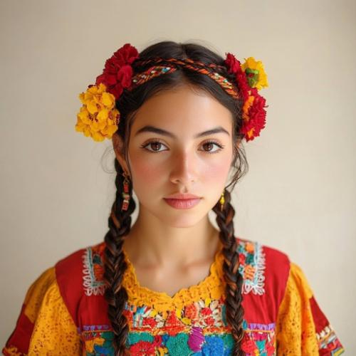 Elegant Mexican braids with detailed designs and artistic embellishments