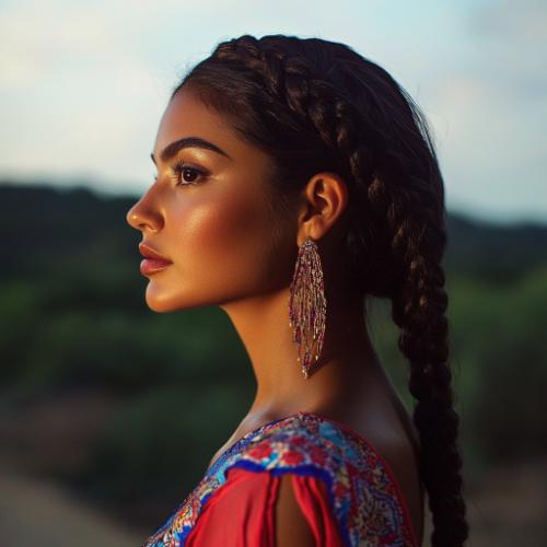 Chic Mexican braids with elegant patterns and vibrant color accents