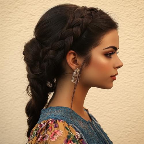 Creative Mexican braids with detailed patterns and vibrant embellishments