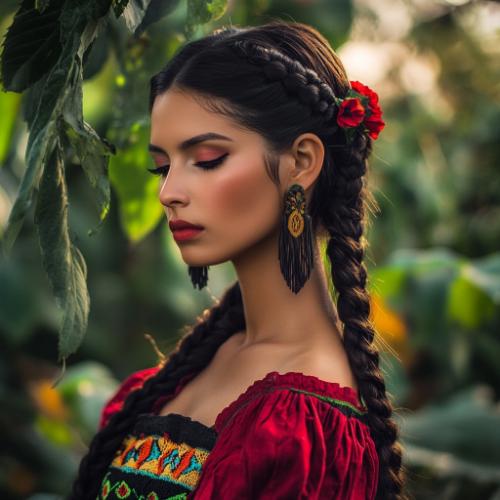 Sophisticated Mexican braids showcasing colorful embellishments and intricate weaving