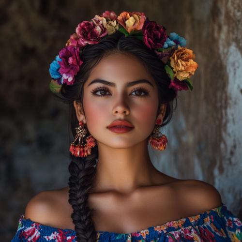 Artistic Mexican braids with detailed designs and vibrant color elements