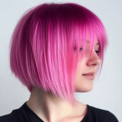 Modern pink bob hairstyle