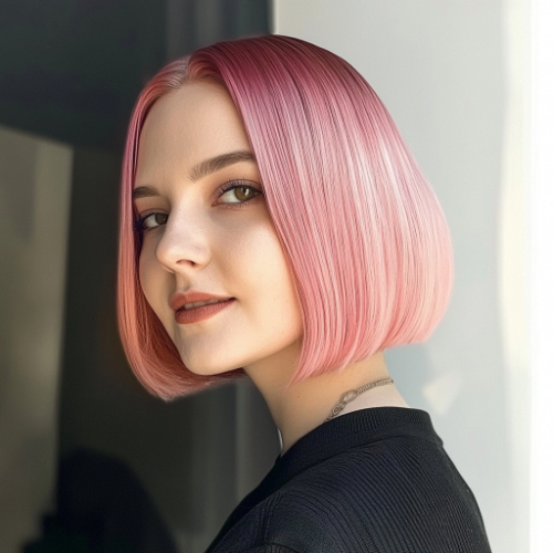 Modern pink bob hairstyle