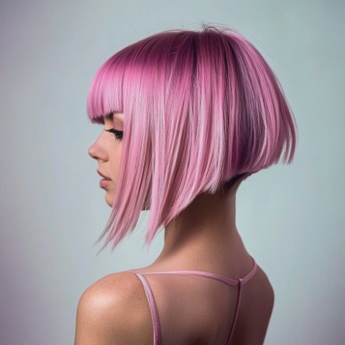 Chic pink bob haircut