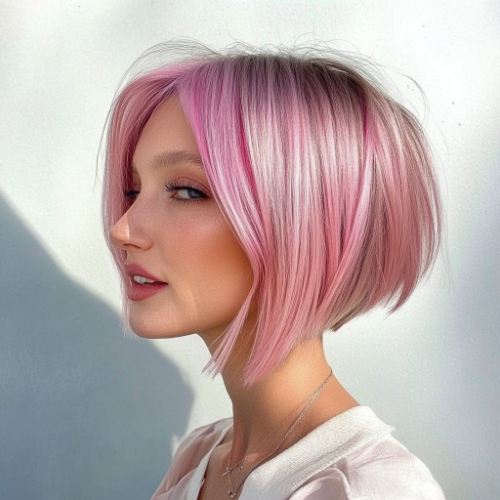 Trendy pink bob style