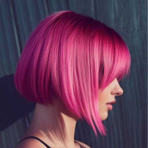 Vibrant pink bob haircut