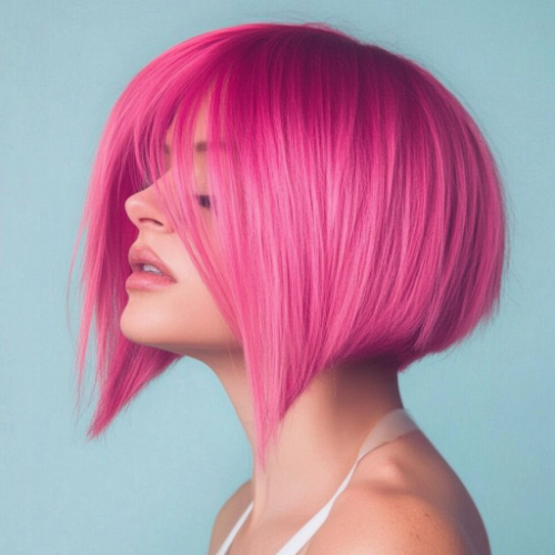 Chic pink bob cut