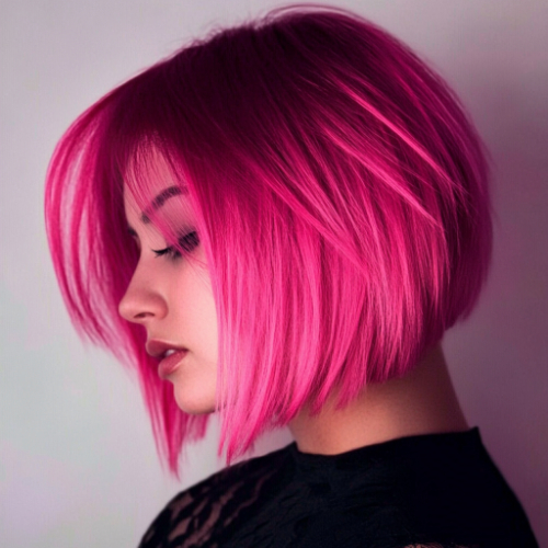 Elegant pink bob haircut