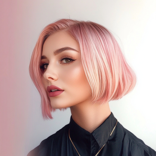 Stylish pink bob hairdo