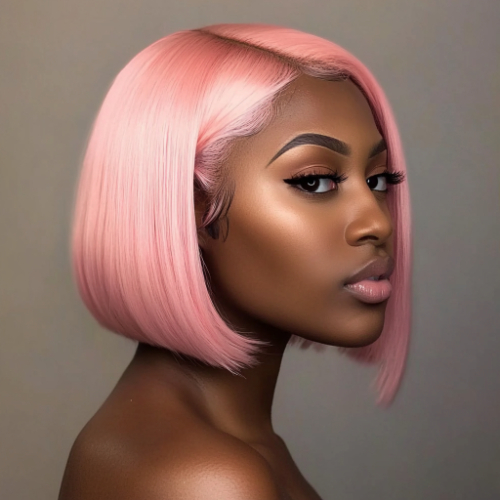 Modern pink bob haircut