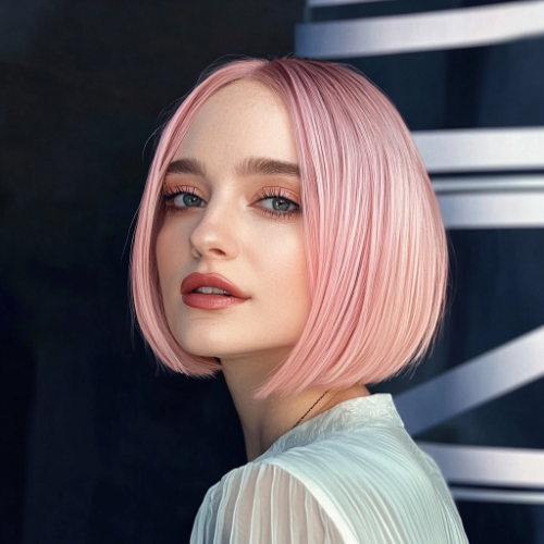 Elegant pink bob cut