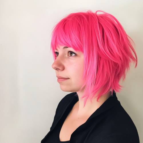 Stylish pink bob cut